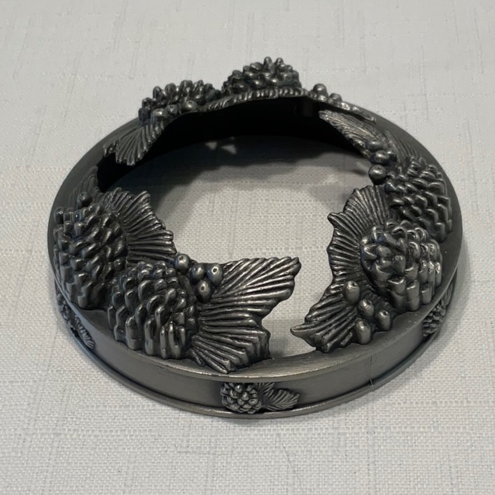 Candle Topper Pewter Look Metal Pinecones and Needles​